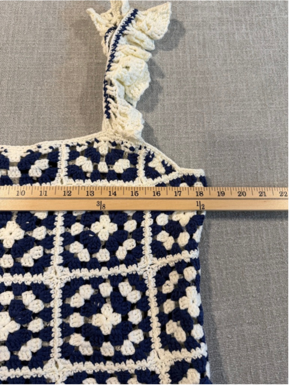 Lulus Oh-So Sunny Ivory and Blue Ruffled Crochet Sleeveless Top medium - Picture 5 of 9